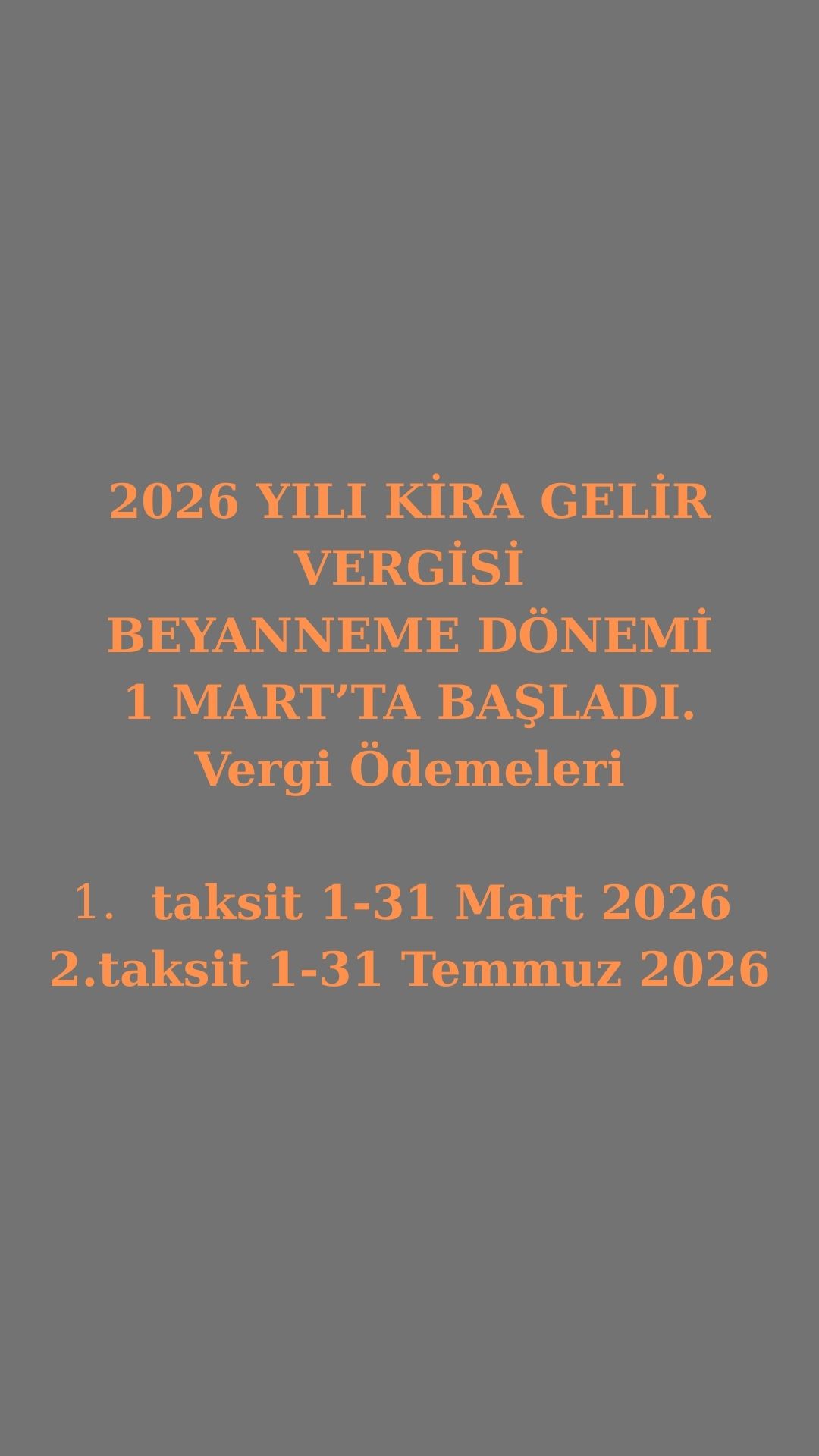 2026 YILI KİRA GELİR VERGİSİ BEYANNEME DÖNEMİ 1 MART’TA BAŞLADI